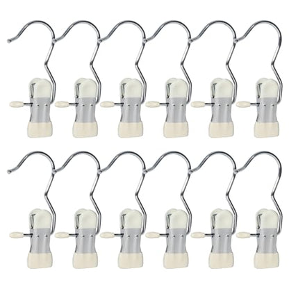 15/30Pcs Upgrade Double Head Clamp Dipped Clothespin for Laundry Hooks with Clips, Boot Holder, Hanging Clips, Portable Multifunctional Hangers Single Clip Space Saving for Jeans, Hats (15, White) - color: White