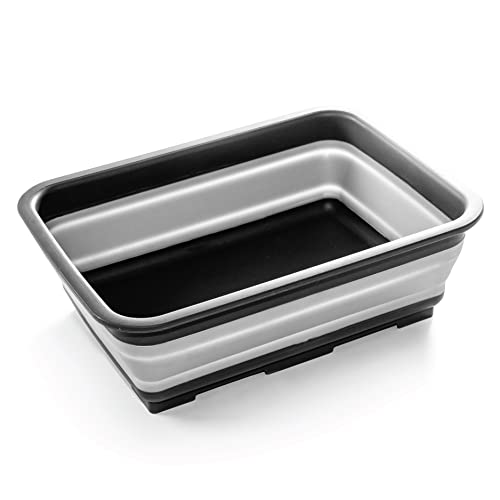 BINO Collapsible Wash Basin - Grey | Portable Dish Tub | Kitchen | Camping | Sink | Home Essentials | Baby Travel | Folding Dish Pan for Maximum Space Saving - color: Gray