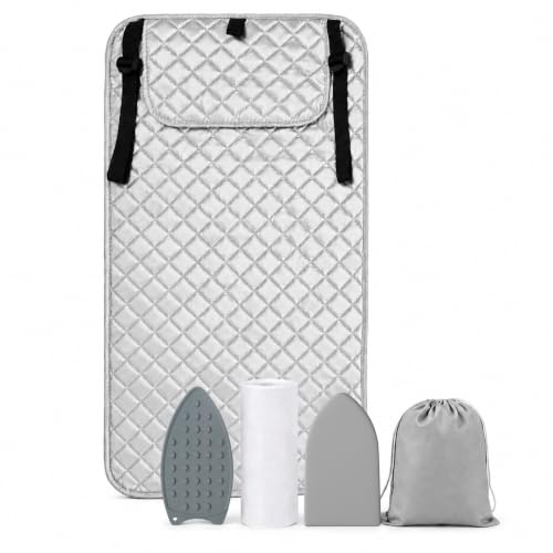 Ironing Mat Kit, 39.8" x 18.1" Foldable Portable Large 4-in-1 Ironing Mat with Magnetic Edges for Tabletop, Door, Washer & Dryer