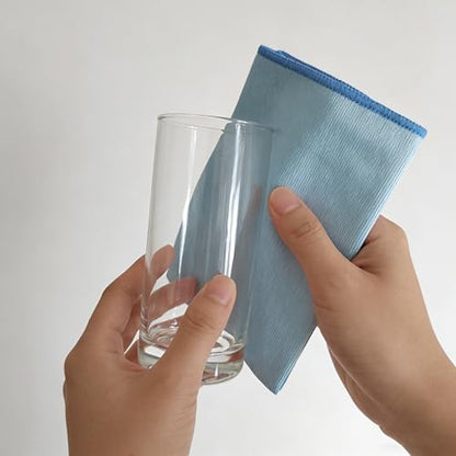 2 Pack Microfiber Glass Cleaning Cloth, Lint Free, Blue, 15.7x15.7 Inch Large Size for Windows, Glasses, Mirrors, Windshields, Stainless Steel (2, Blue, Large)