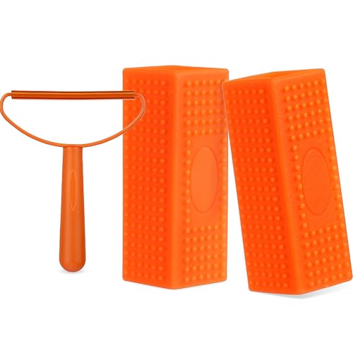 Honeydak 3 Pieces Hair Remover Tool Dog Hair Remover Pro Silicone Cleaner Brush Roller Fuzz Hairball Brush for Carpet Rake, Car Mat, Couch, Pet Bed, Clothes (Orange) - color: Orange