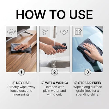 5PC Genie Cloth Magic Cleaning Cloths, Reusable Microfiber Cleaning Cloth