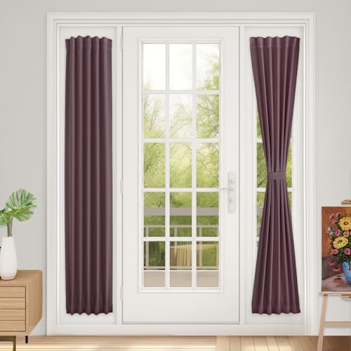 Vatge Side Door Window Covering, Sidelight Curtains for Glass Door, Kitchen Window, and French Doors, 1 Panel, W12 x L72, Nostalgia Rose - color: Nostalgia Rose, size: 12"W x 72"L (Pack of 1)
