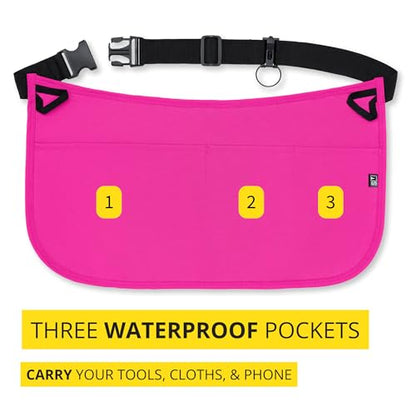 3-Pocket Waterproof Professional Cleaning Apron. Made for Pro Cleaners. Like a Cleaning Caddy Around Your Waist - color: Hot Pink, size: One Size