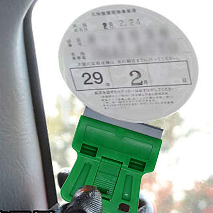1.5 inches High Visibility Mini Razor Blade Scraper Glass Scraper Green Paint Window Scraper With 5 Metal Scraper Razor Blades 5 Dual Plastic Double Edge Razor Blades Removing Decal Stickers - color: Set E