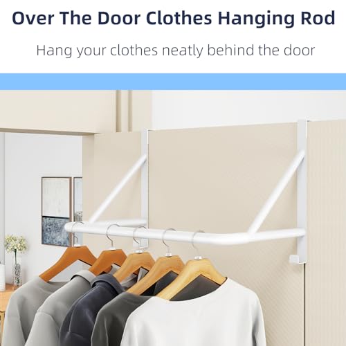 Over The Door Hanger for Clothes, Stainless Door Hangers for Clothing, Over The Door Clothes Drying Rack for laundry, Over Door Hanger Organizer with 2 Hooks for Hanging Towels & Coats, White - color: White, size: 2 Hooks