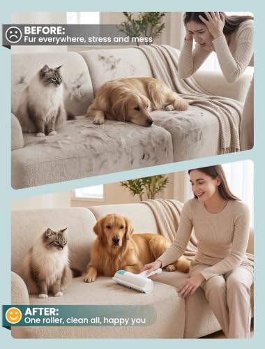 DELOMO Pet Hair Remover Roller, Reusable Lint Roller for Dog and Cat Hair - color: A: White（hot Sale）