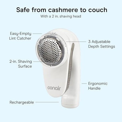 Conair Fabric Shaver & Lint Remover for Every Fabric, Rechargeable, 2" Head - size: Pack of 1