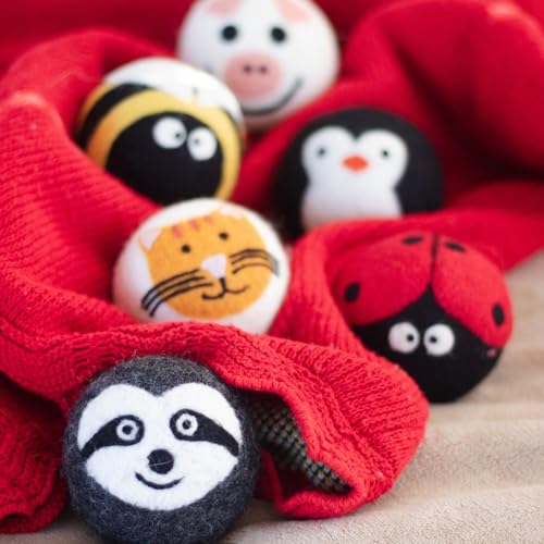 Friendsheep Wool Dryer Balls (6 Pack XL - Critter Camp) - color: Critter Camp, size: 1 Count (Pack of 6)