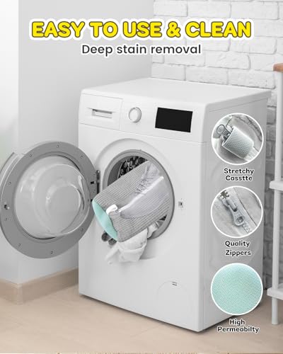 Shoe Washing Bag for Washing Machine, Shoe Laundry Bag For Washer And Dryer, Fluffy Fibers 360° Wrap-around Cleaning, Reusable Washer Shoe Bag For Sneaker Gym Shoes and All Shoe Types (Gray) - color: Grey 1pcs