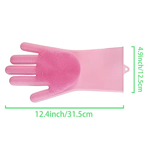 Dishwashing Gloves Kitchen Magic Gloves Dishwashing Brush (Pink)