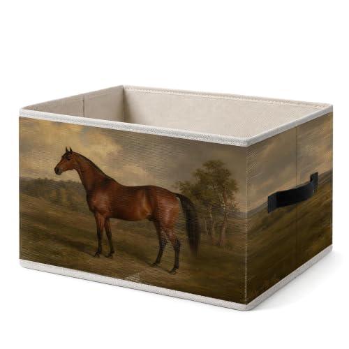 Vintage Horse Equestrian Fabric Storage Basket Hampers - color: Color-8