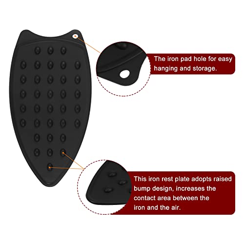 HARFINGTON Silicone Iron Rest Pad, Multipurpose Iron Hot Resistant Mat Iron Rest Plate for Ironing Board Hot Heat Resistant Steam Compact Mat, Black - color: Black
