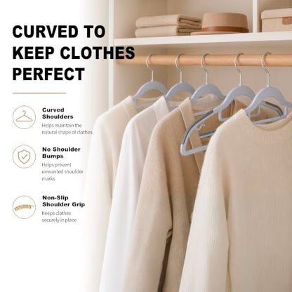50 Pack Plastic Clothes Hangers, Non Slip, Gray