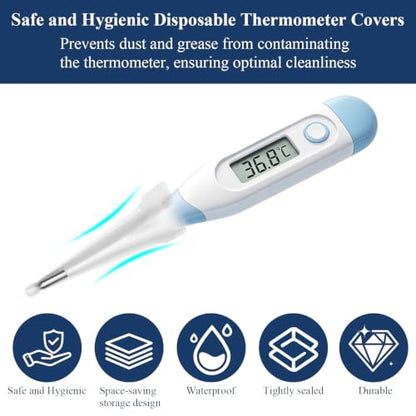100 Pack Thermometer Probe Covers,Disposable Thermometer Sleeves,Universal
