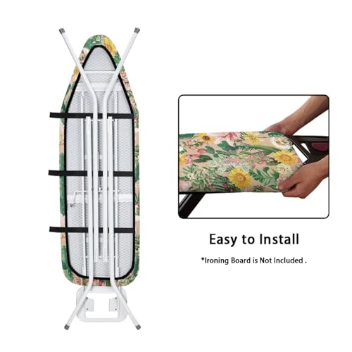 Cactus Ironing Board Cover, Heat Reflective and Stain Resistant 15x54 Thick Padding Heavy Duty Iron Board Replacement Cover - color: Cactus Floral