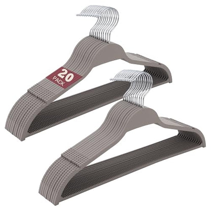 Plastic Clothes Hangers, Upgraded Rubber Non Slip Plastic Hangers, Non Velvet Durable Slim Clothing Hangers, 17.7 Inches Wide for Adults Clothes, 20 Pack - color: Gray, size: 20 Pack
