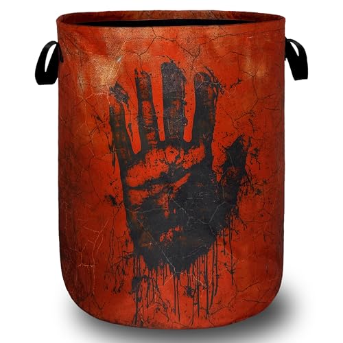 Blood Print Laundry Basket Oxford Cloth Hamper 18.9x16.5 Inch - color: Scary Blood Spatter Hand Print