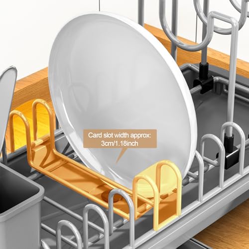 Compact Dish Drying Rack with Utensil Holder – Small Countertop Dish Drainer with 360° Rotating Drain Spout, Stainless Steel Dish Rack for Kitchen Sink, Space-Saving Design for Small Kitchen , Grey - color: Gray