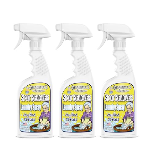 Grandma's Secret Laundry Spray - Chlorine, Bleach and Toxin-Free Fabric Stain Remover for Clothes - Removes Oil, Paint, Blood and Pet Stains - 16 Oz, 3 Pack - size: 16.00 Fl Oz (Pack of 3), style: Spot Remover