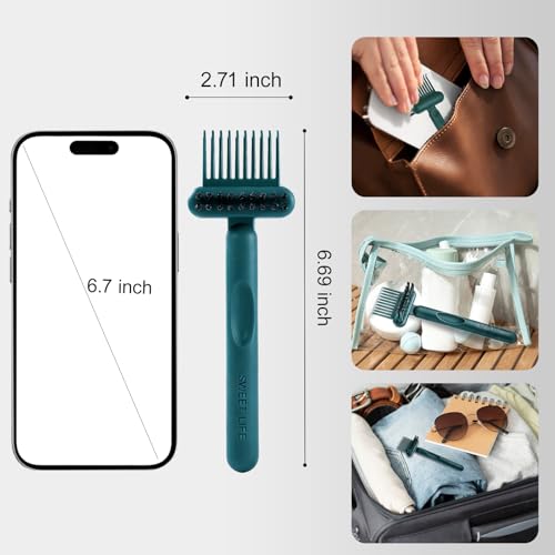 2 Pack Hair Brush Cleaning Tool, 2-in-1 Cleaner Tool, Portable Cleaning Tool Set for Brush Comb Keyboard, Remover Rake for Removing Hair Dust, Home and Salon Use(Green&Grey) - color: 2 Pack-GreenGrey