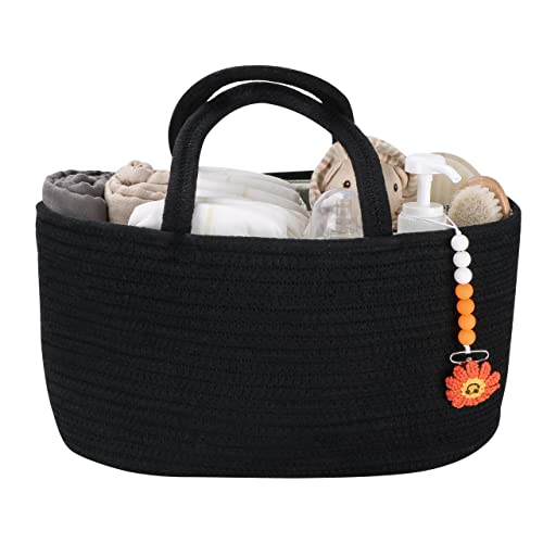 XUANGUO Cotton Rope Baby Diaper Caddy Organizer Basket for Boys Black - color: Black, size: Regular