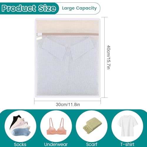 Dntorx 4 Pack Durable Cotton Mesh Laundry Bags for Delicates - 12×16inch Laundry Bags Mesh Wash Bags with Sturdy Zipper for Underwear Bras Socks Clothes Storage Natural Cotton Washing Machine Safe - color: Upgraded Cotton Mesh, size: 4 Medium