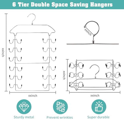 Tank Top Hanger Space Saving, 24 Hooks Bra Hanger for Closet Organization, Metal Multilayer Tank Top Organizer & Camisole Hanger for Underwear, Bathing Suits, Lingerie, 360° Swivel (1 Pack) - size: 1 Pack