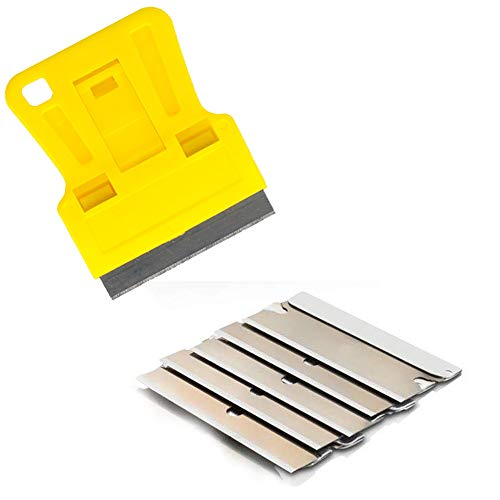 1.5 inch High Visibility Mini Razor Blade Scraper Glass Scraper Paint Window Scraper With 5 Metal Scraper Razor Blades 5 Dual Plastic Double Edge Razor Blades Removing Decal Stickers Old Glue - color: Set C