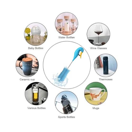 Water Bottle Cleaner Brush Semi-Automatic Silicone Bottle Brush for Baby, Sports, Vase, Glassware, and Smaller Diameter Openings