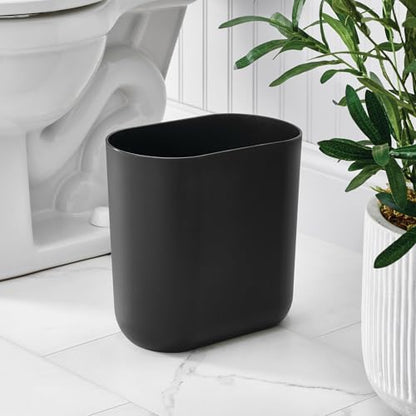 iDesign Small Slim Plastic Bathroom Trash Can, 2-Pack, Black - color: Black, style: Pack of 2
