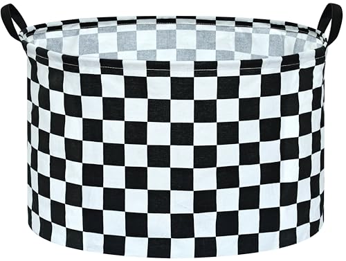 MAIZMZ Checkered Storage Basket Extra Large 80L Kids Hamper Baby Laundry Basket Waterproof Toys Car Organizer Collapsible Canvas for Home/Dorm/Pet/Office/Closet/Shelf/Gift Baskets - color: Checkered