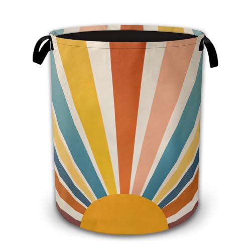 Collapsible Laundry Basket,Boho Waterproof Oxford Cloth Hamper with Handles,Sunrise Rainbow 16 x 20.8 Inch Portable Storage Organizer for Laundry Room Bedroom - color: Boho,Sunrise Rainbow