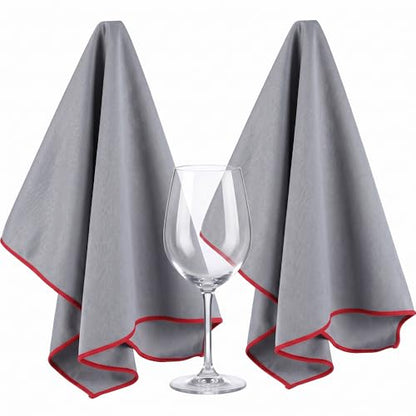 2 Pack Glass Polishing Cloths, 24.8 x 20.1 Inch, Grey