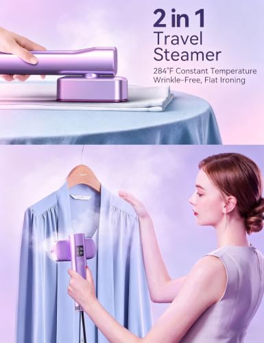 Sundu Steamer for Clothes Portable 2-in-1 Travel Steamer Iron for Clothes - color: Purple red