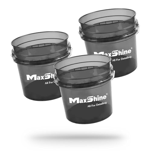 Maxshine 3.5 Gallon Universal Detailing Bucket – Car Wash Bucket for Scratch-Free Washing – Garage Storage & Auto Detailing Tool Holder – Holds Soap, Foam Cannon, Brushes, & More (3-Pack, Black) - color: 3.5g Bucket (3-pack, Black)