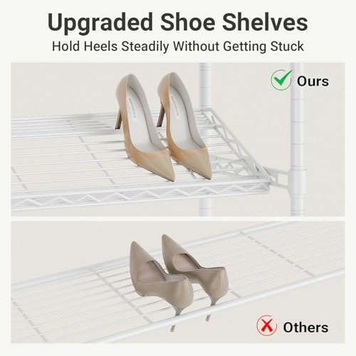 VIPEK S20 7-Tiers Shoe Rack with Hanging Rod, Metal Closet Organizer, White - color: White, size: S20