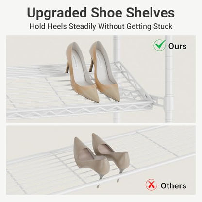VIPEK S20 7-Tiers Shoe Rack with Hanging Rod, Metal Closet Organizer, White - color: White, size: S20