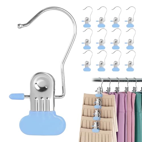 Pants Socks Hanger with Clip (Plus Version) for Hanging Leggings in Closet, Space Saving Yoga Pants Hanger Clip Hanger Organizer, Organizer and Organizer for Jeans, Shorts, Skirts, Hats (Sky Blue-P) - color: Sky Blue-p