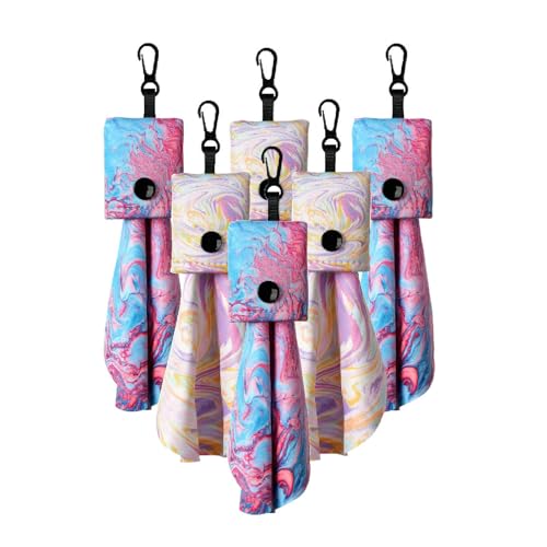 SEIBER Microfiber Glasses Cleaning Cloth 6 Pack with Button Closure Pouch - color: Rainbow Stripes (Drawstring Closure)‌