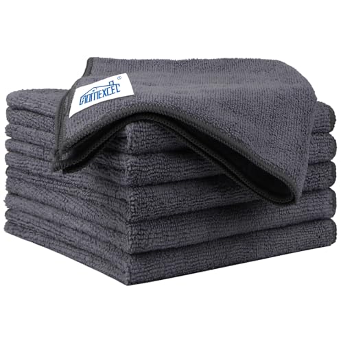 HOMEXCEL Grey Microfiber Cleaning Cloth 6 Pack, 12.5 x 12.5 inch Microfiber Towels for Cars, Ultra Absorbent Car Washing Cloth, Lint Free Streak Free Cleaning Rags for Car, Kitchen, and Window - color: Grey, size: 12.5 x 12.5 Inch