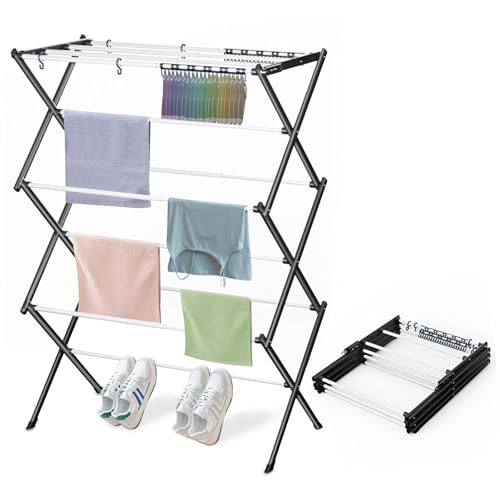 Foldable Drying Rack Clothing Clothes Drying Rack White-1pack - color: White