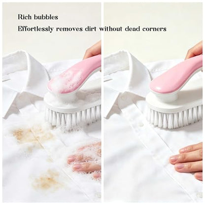 2pc Multi-Purpose Household Cleaning Brush Set, Ergonomic Comfort Grip for Shoe Cleaning, Laundry & Bathroom Cleaning (Pink) - color: Pink