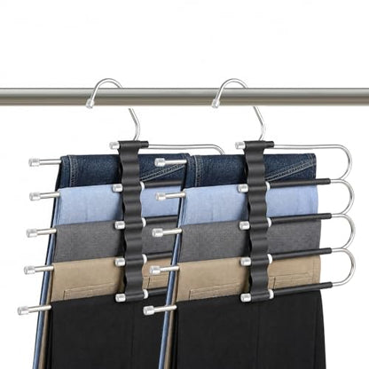 2 Pack Pants Hangers Space Saving - Closet Layers for Jeans Trousers Slacks