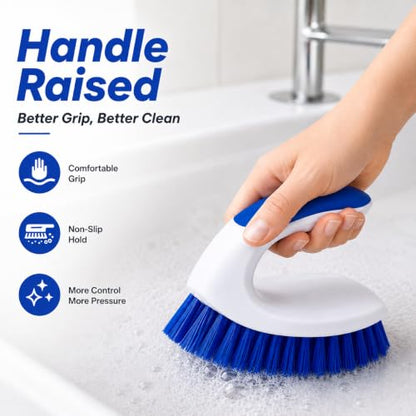 2 Pack Scrub Brushes, Cleaning Brush with Stiff Bristles, Handheld Scrubber for Bathroom, Shower, Tile, Carpet, Bathtub & Floor