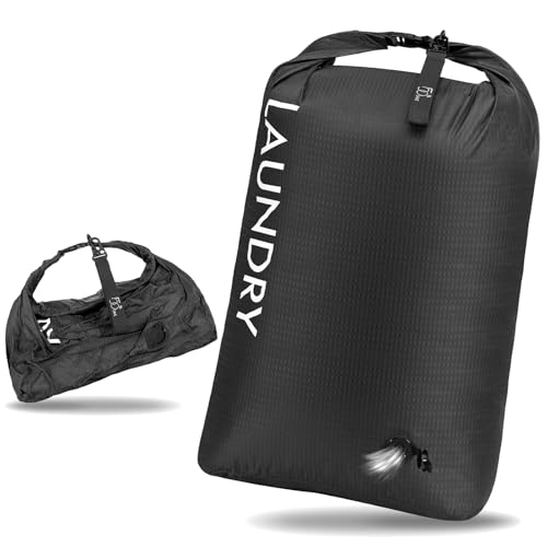 Compression Laundry Bag for Travel, Dirty Clothes Travel Laundry Bag - color: Black, size: Medium
