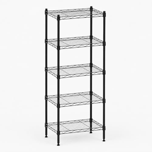 5 Tier Storage Shelves with Wheels Wide Wire Shelving Unit 39.37" H Tall, 350lbs per Shelf Metal Shelves for Storage Sturdy Heavy Duty Shelving Deep Pantry Shelves Storage Rack (M-5) - size: M-5