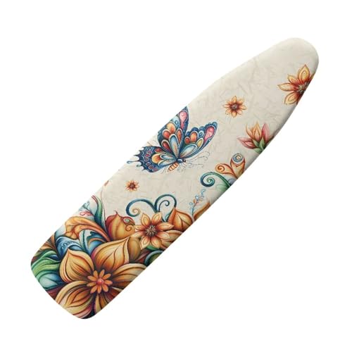 Ironing Board Covers Resist Scorching Ironing Board Protector with Hook and Loop Universal Ironing Board Protective Covers with Boho Butterfly Flower Print - color: Boho Butterfly Flower