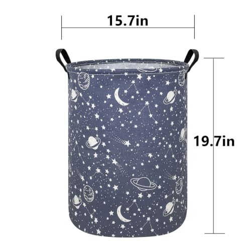 Foldable Waterproof Round Fabric Laundry Basket Home, Blue Starry Sky - color: Round-blue-starry sky