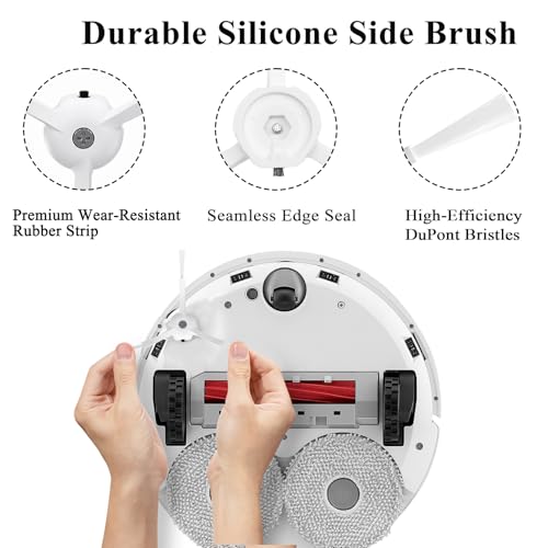 Side Brushes Replacement Compatible with Roborock Q Revo/Qrevo S/Qrevo Pro/Qrevo Master/S8/S8+/ S8 Pro Ultra/Q5/Q7/Q7Max/Q8 Max/S7/S7 Max Ultra/S7 MaxV/S6/S5/S4/E2/E3/E4/E5 Robot Vacuum - color: White